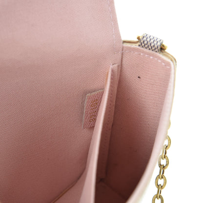 Louis Vuitton Damier Azur Pochette Felicie Chain Wallet Rose Ballerine 9 of 11