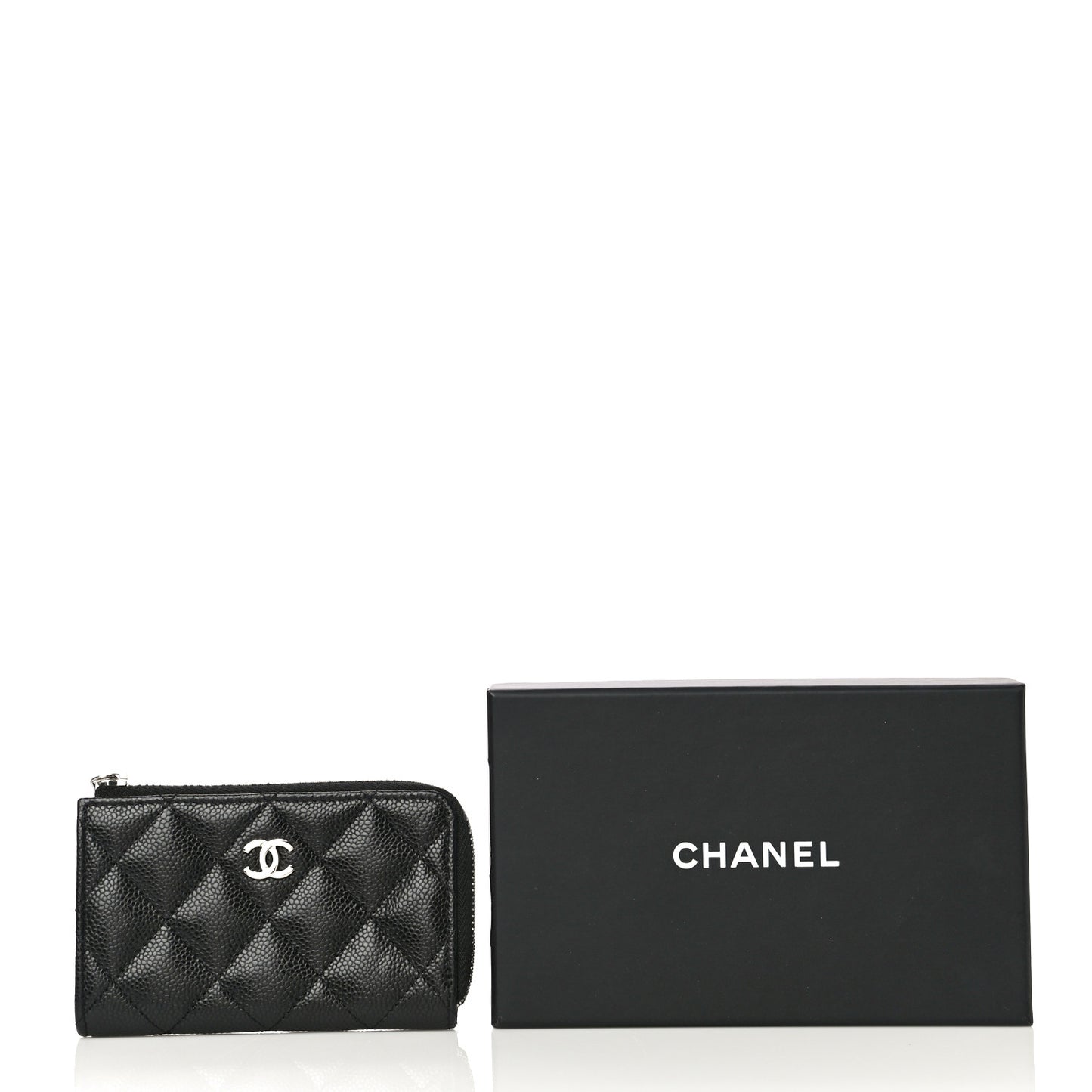 Caviar Quilted Zipped Key Holder Case Black