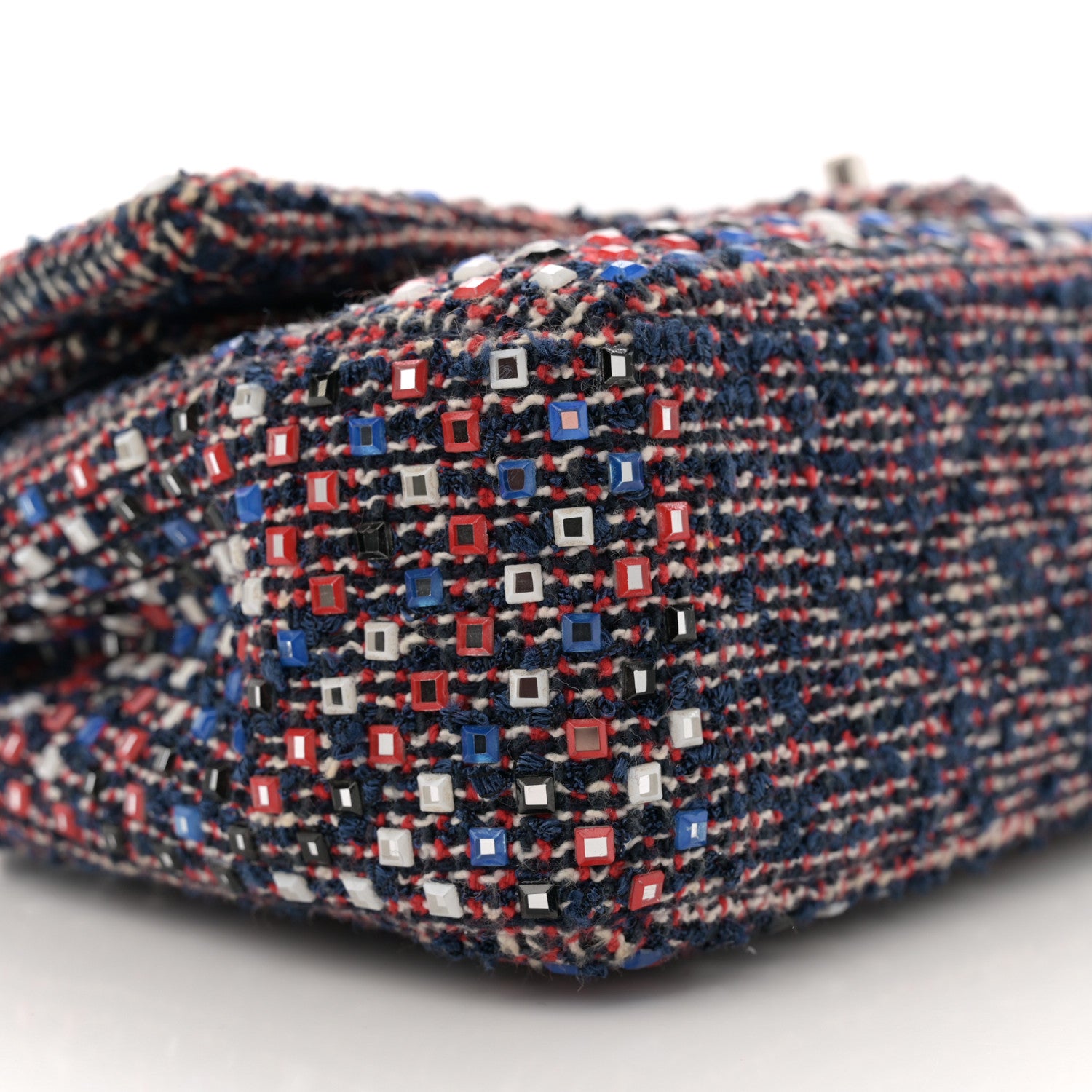 Chanel Sequin Tweed Medium Double Flap Red White Blue 9 of 12