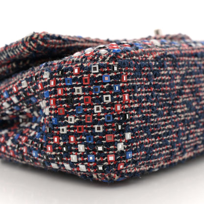 Chanel Sequin Tweed Medium Double Flap Red White Blue 9 of 12