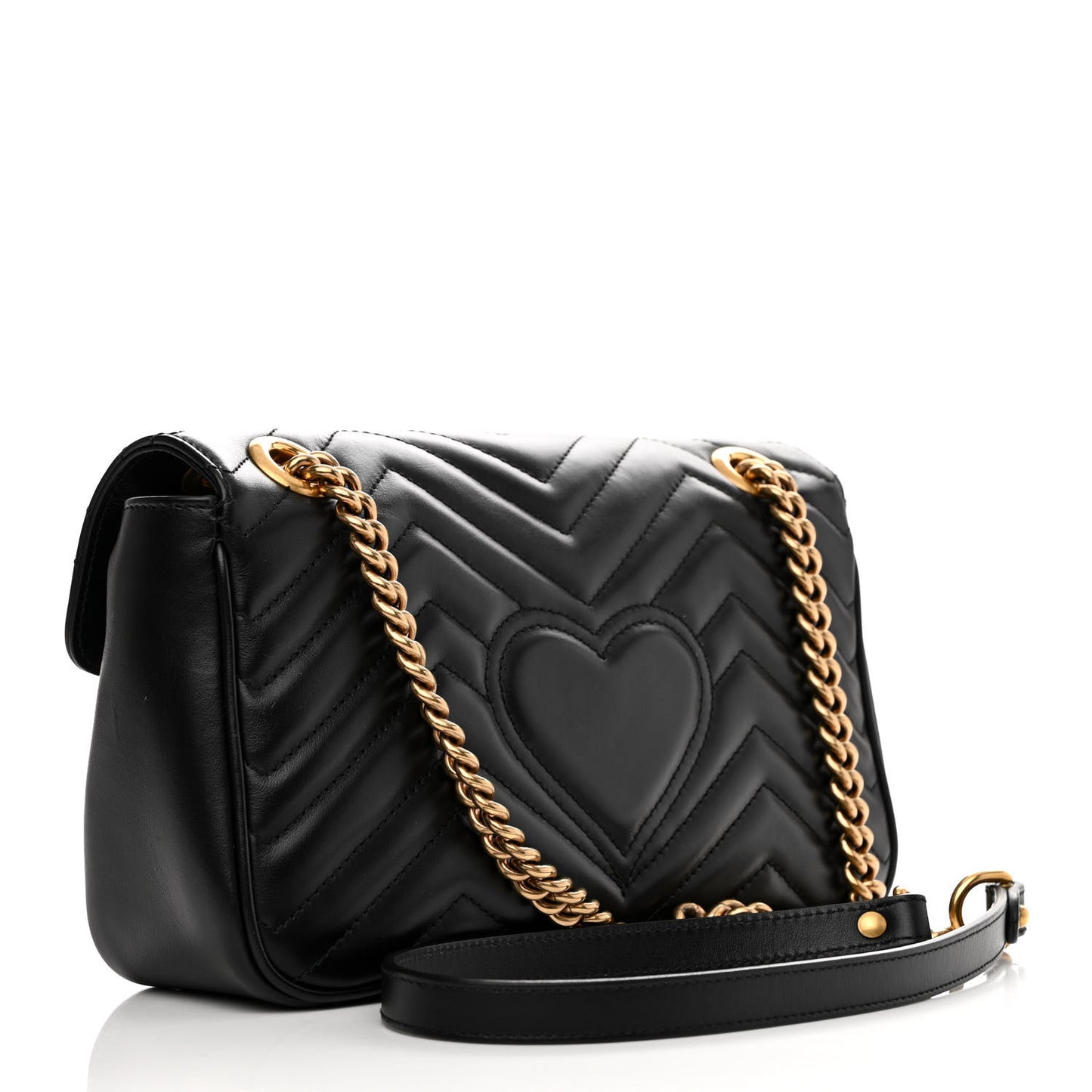Calfskin Matelasse Small GG Marmont Shoulder Bag Black