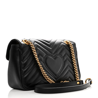Gucci Calfskin Matelasse Small GG Marmont Shoulder Bag Black 3 of 10