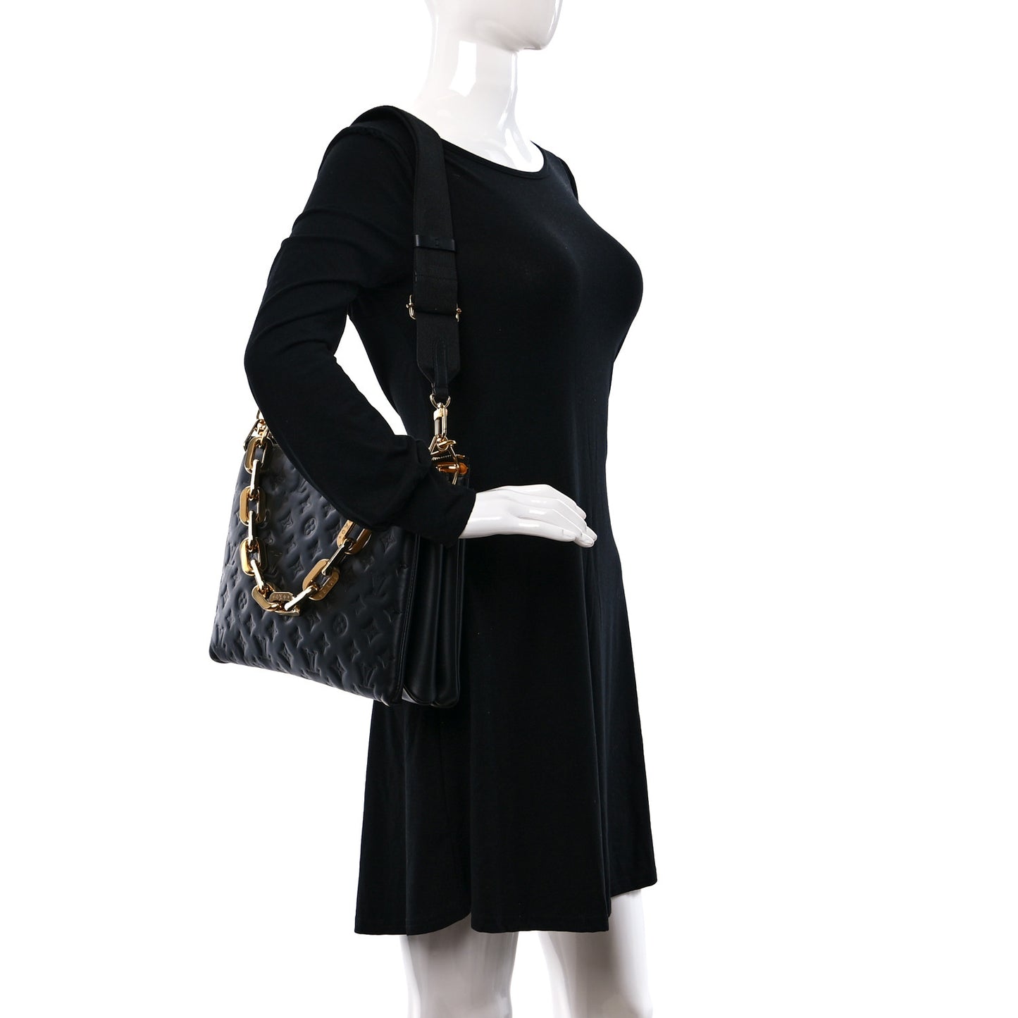 Lambskin Embossed Monogram Coussin MM Black