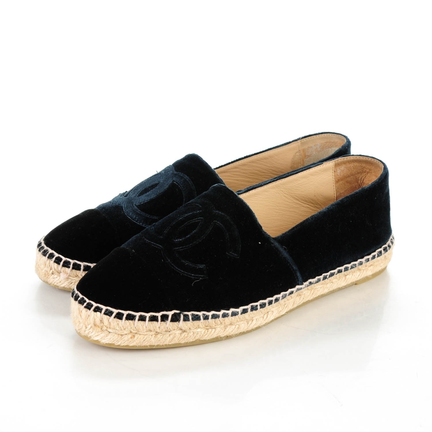 Chanel Velvet CC Espadrilles 40 Navy Black 4 of 10