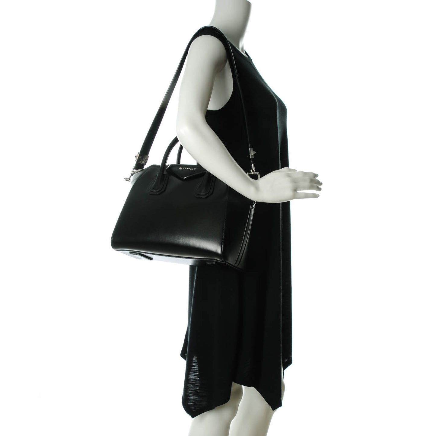 Shiny Lord Calfskin Small Antigona Black