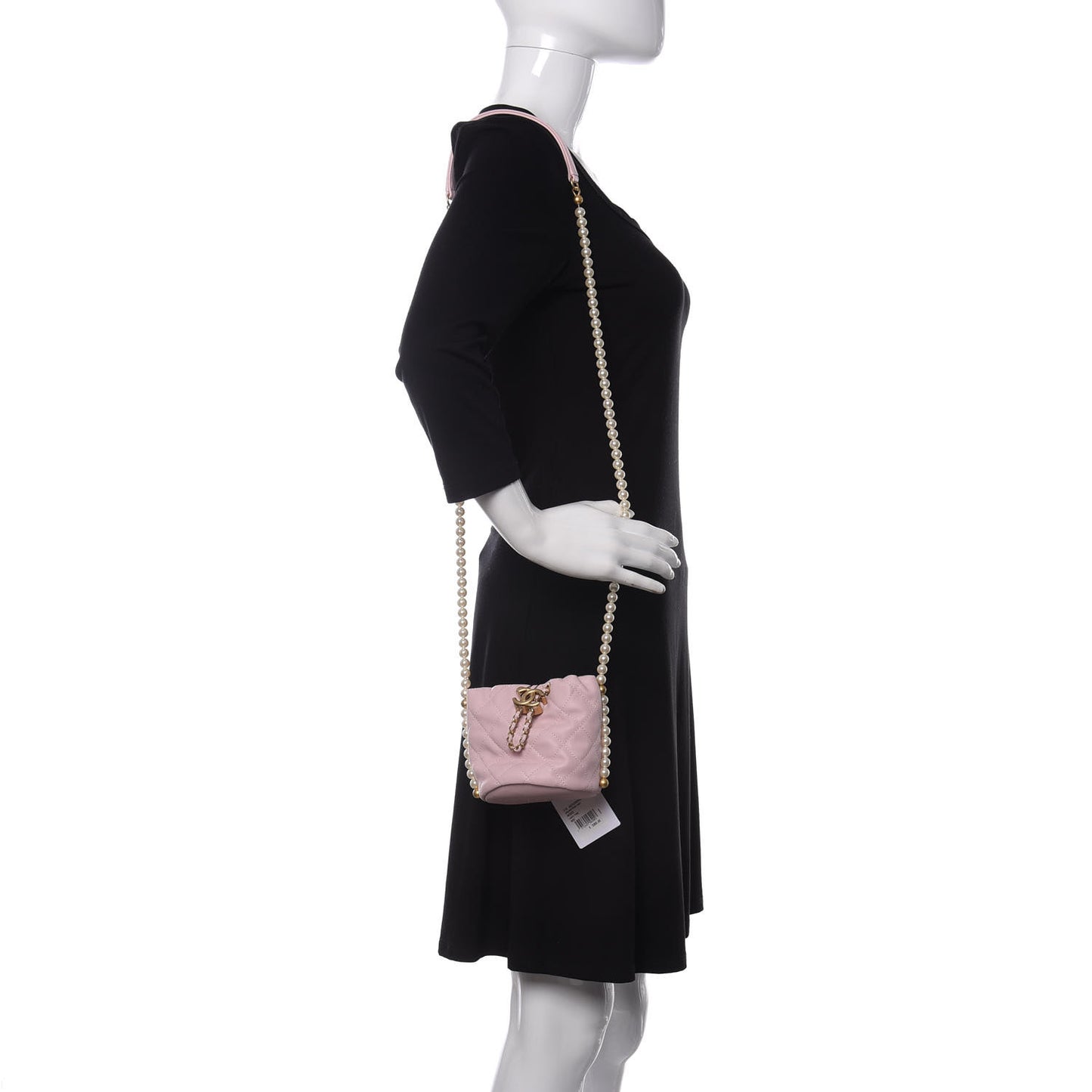 Calfskin Quilted Pearl Mini About Pearls Drawstring Bucket Light Pink