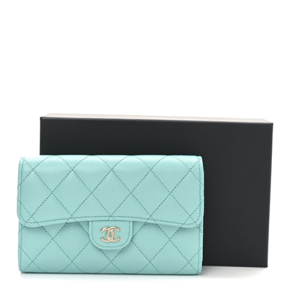 Chanel Caviar Quilted Medium Flap Wallet Light Blue 8 of 8