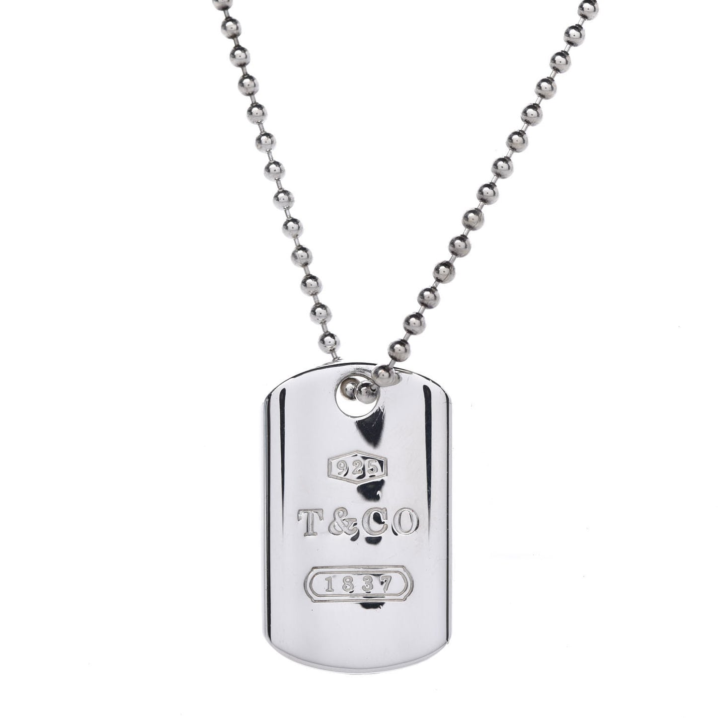 Sterling Silver 1837 Dog Tag Pendant Necklace