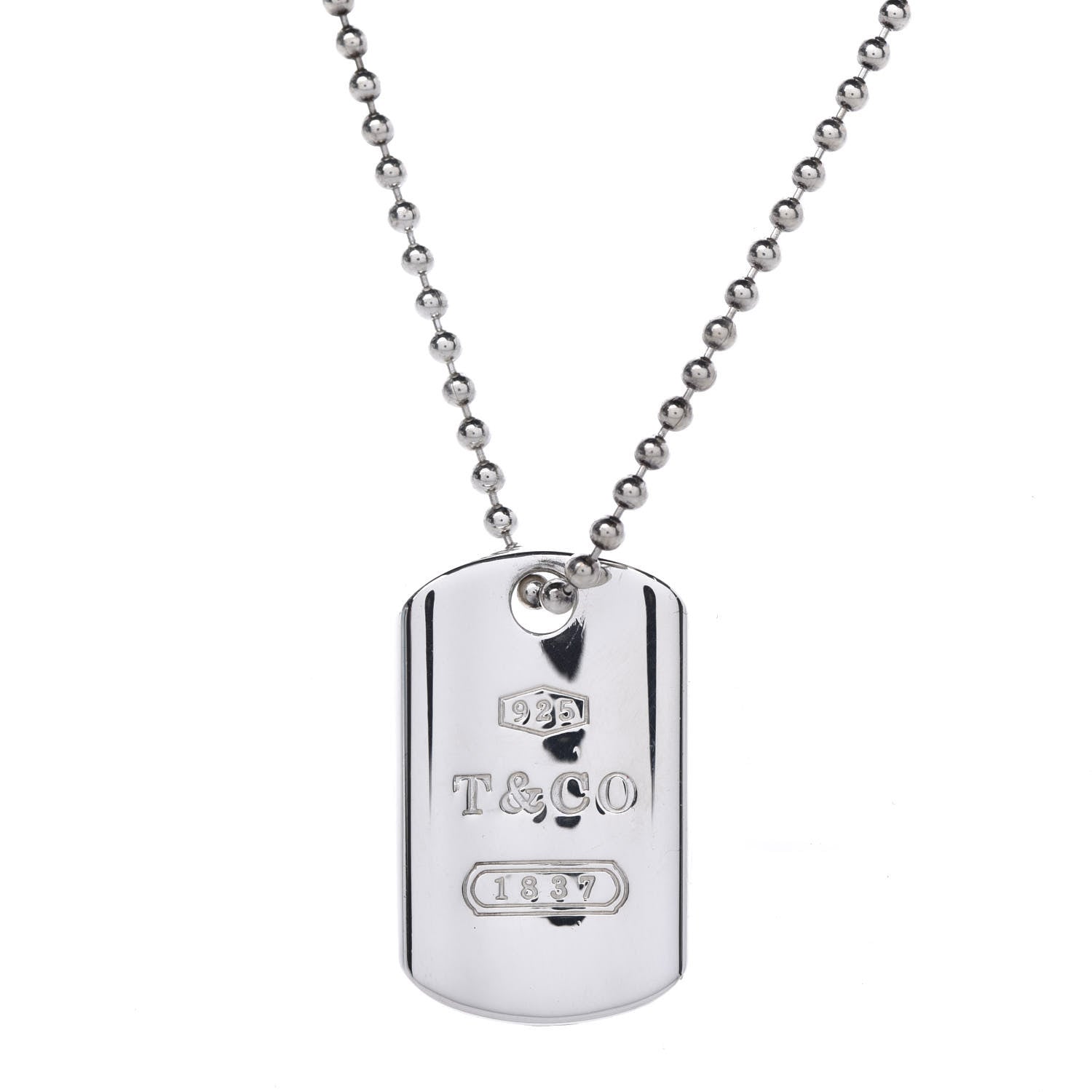 Tiffany Sterling Silver 1837 Dog Tag Pendant Necklace 6 of 8