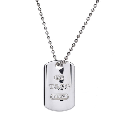 Tiffany Sterling Silver 1837 Dog Tag Pendant Necklace 6 of 8