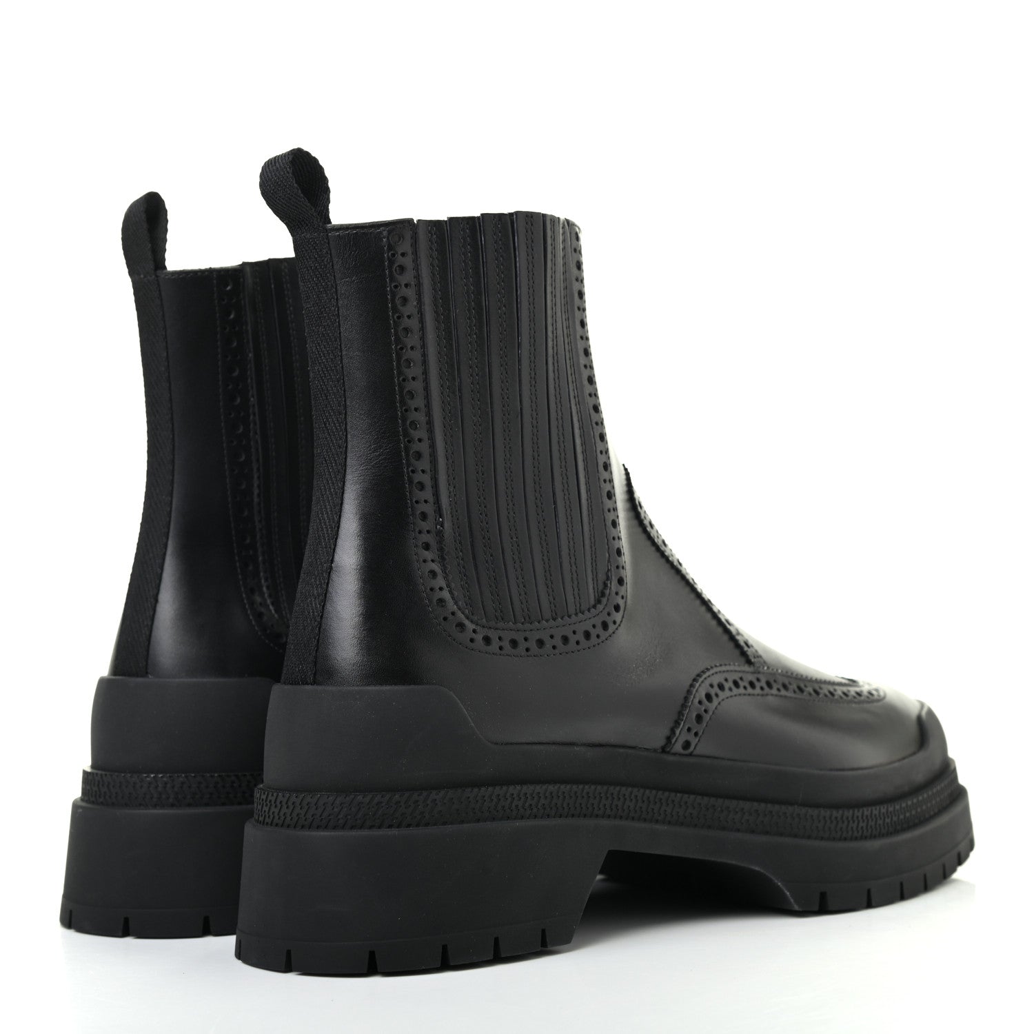 Hermes Calfskin Mens Brogue Ankle Boots 41 Black 4 of 8