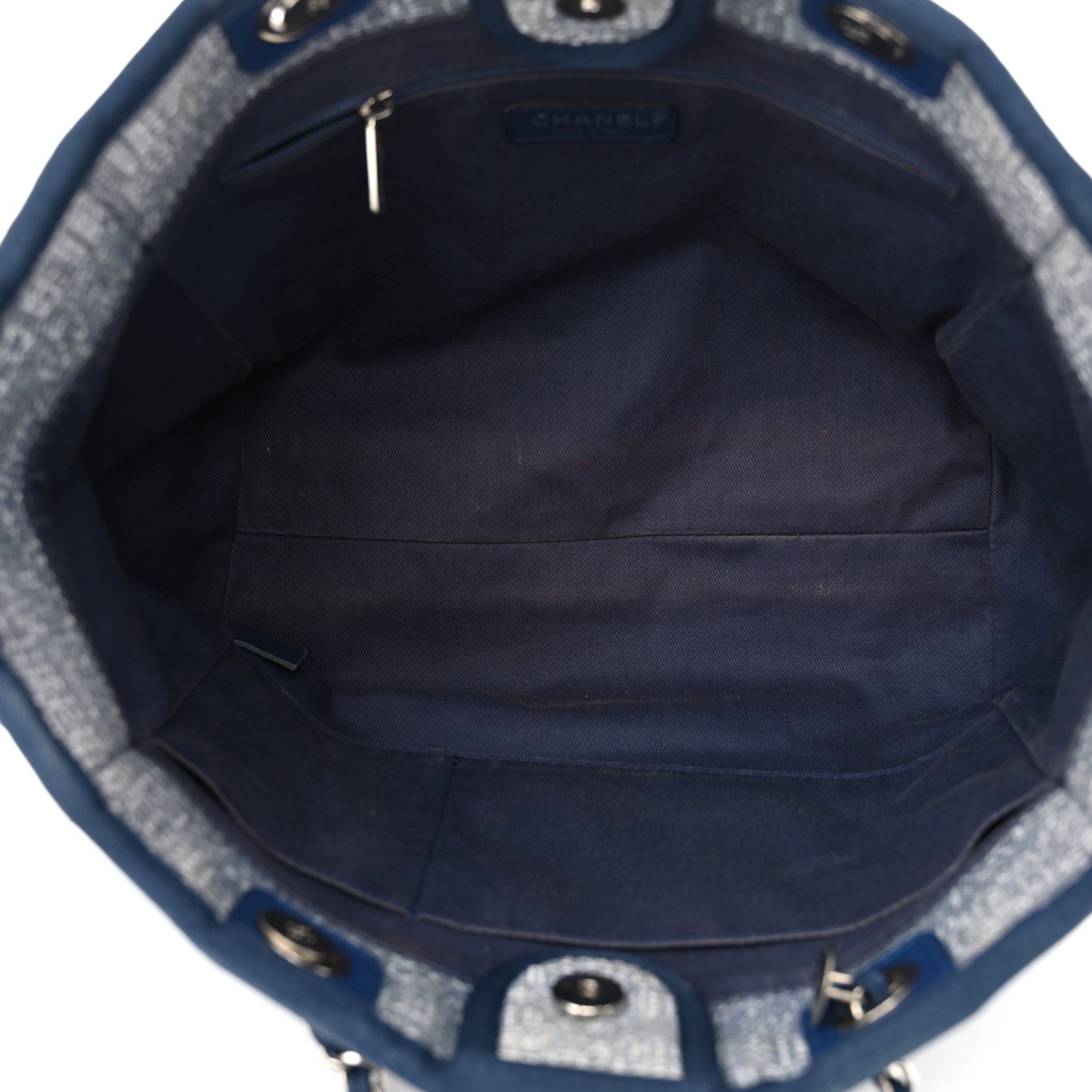 Chanel Woven Straw Raffia Small Deauville Tote Blue 5 of 14