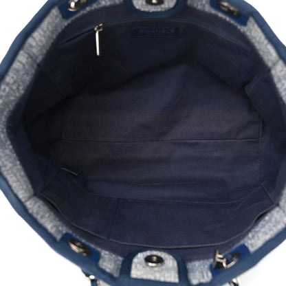 Chanel Woven Straw Raffia Small Deauville Tote Blue 5 of 14