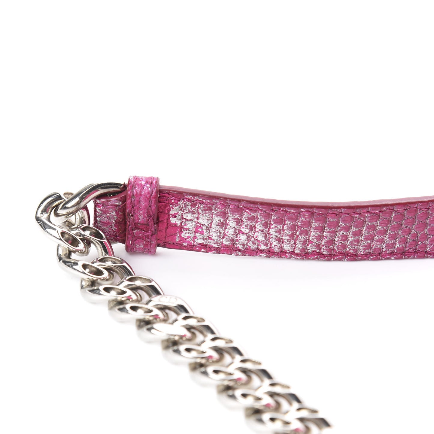 Metallic Lizard Small Diorama Flap Bag Fuchsia