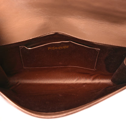 Saint Laurent Textured Patent Monogram Large Belle De Jour Clutch Tobacco 5 of 10