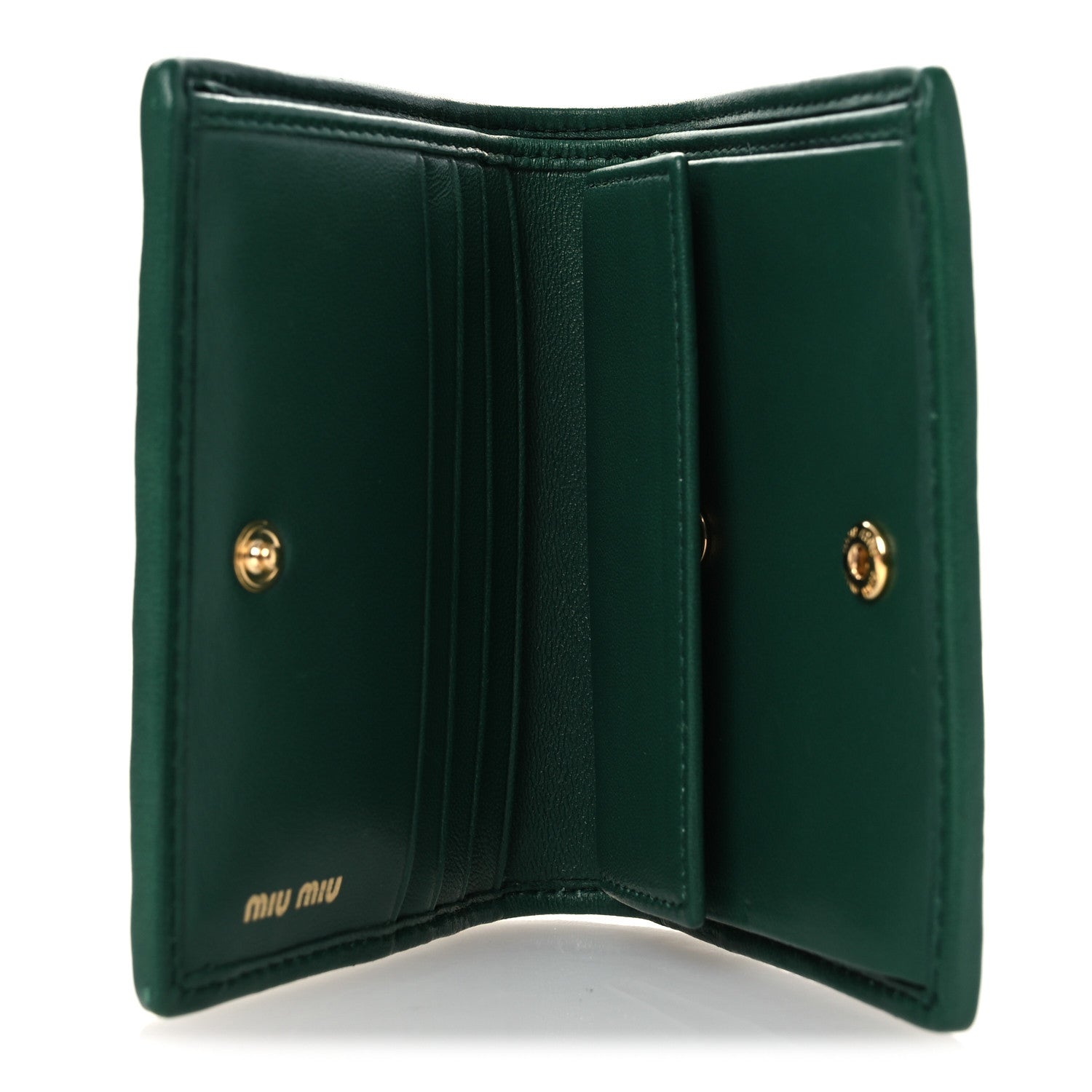 Miu Miu Nappa Matelasse Crystal Pearl Logo Compact Wallet Biliardo 5 of 10