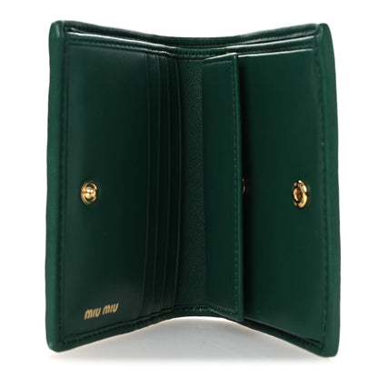 Miu Miu Nappa Matelasse Crystal Pearl Logo Compact Wallet Biliardo 5 of 10