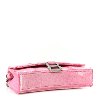 Balenciaga Nappa Denim Printed Hourglass Chain Bag Denim Pink 3 of 8