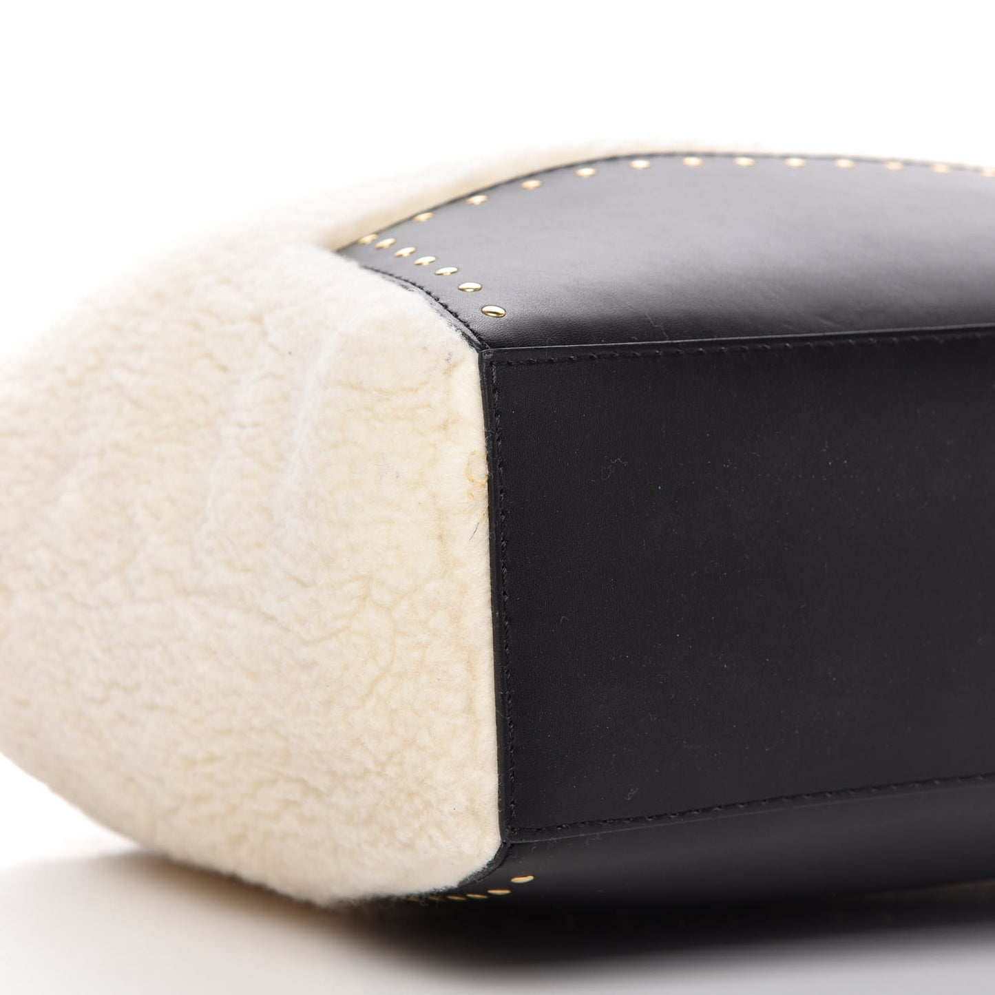 Eco Alter Nappa Shearling Popper Bucket Bag Black White