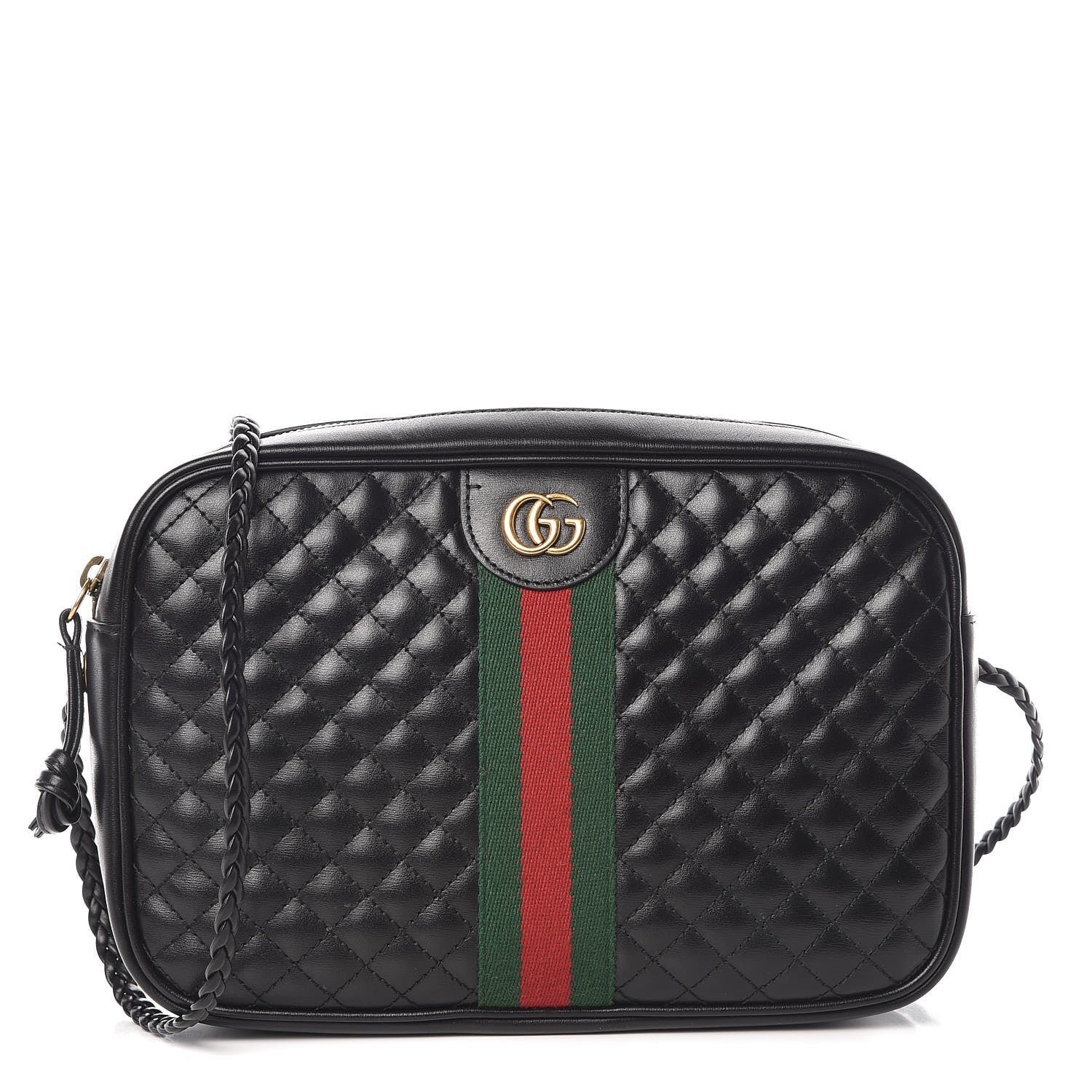 Gucci Calfskin Web Trapuntata Small GG Shoulder Bag Black 1 of 9