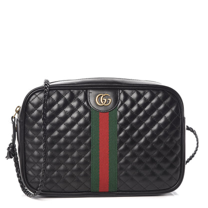 Gucci Calfskin Web Trapuntata Small GG Shoulder Bag Black 1 of 9