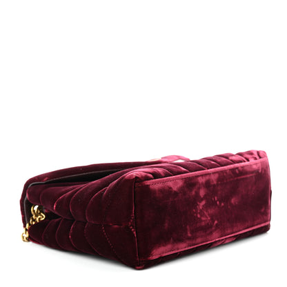 Saint Laurent Velvet Y Quilted Monogram Small Loulou Chain Satchel Burgundy 4 of 14