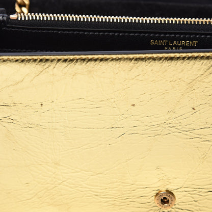 Saint Laurent Metallic Calfskin Monogram Chain Wallet Gold Black 9 of 10