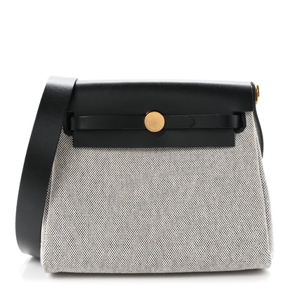 Hermes Military Toile Vache Hunter Herbag Zip Retourne 20 Ecru Black 1 of 21
