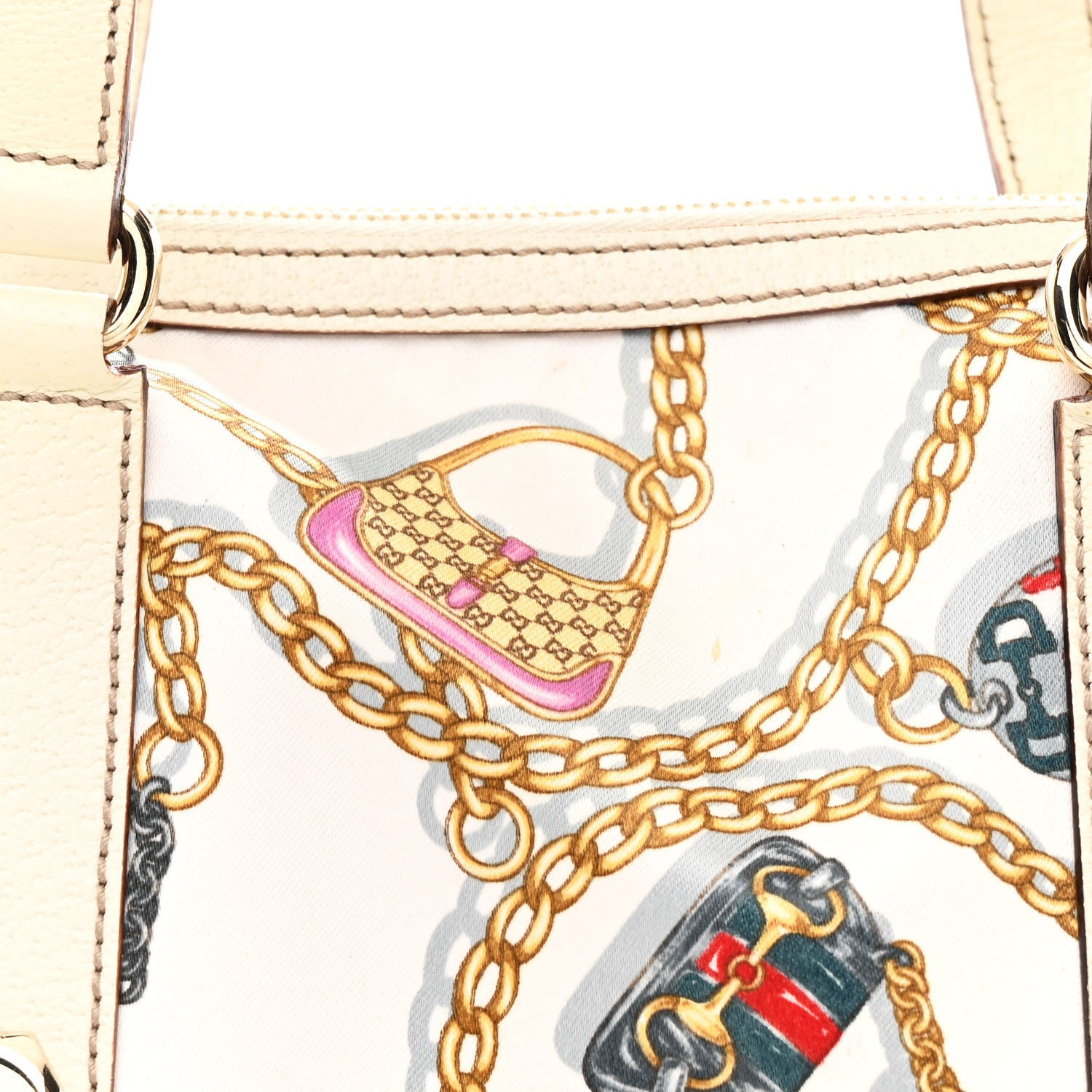 Gucci Satin Print Small Charmy Boston White 9 of 15