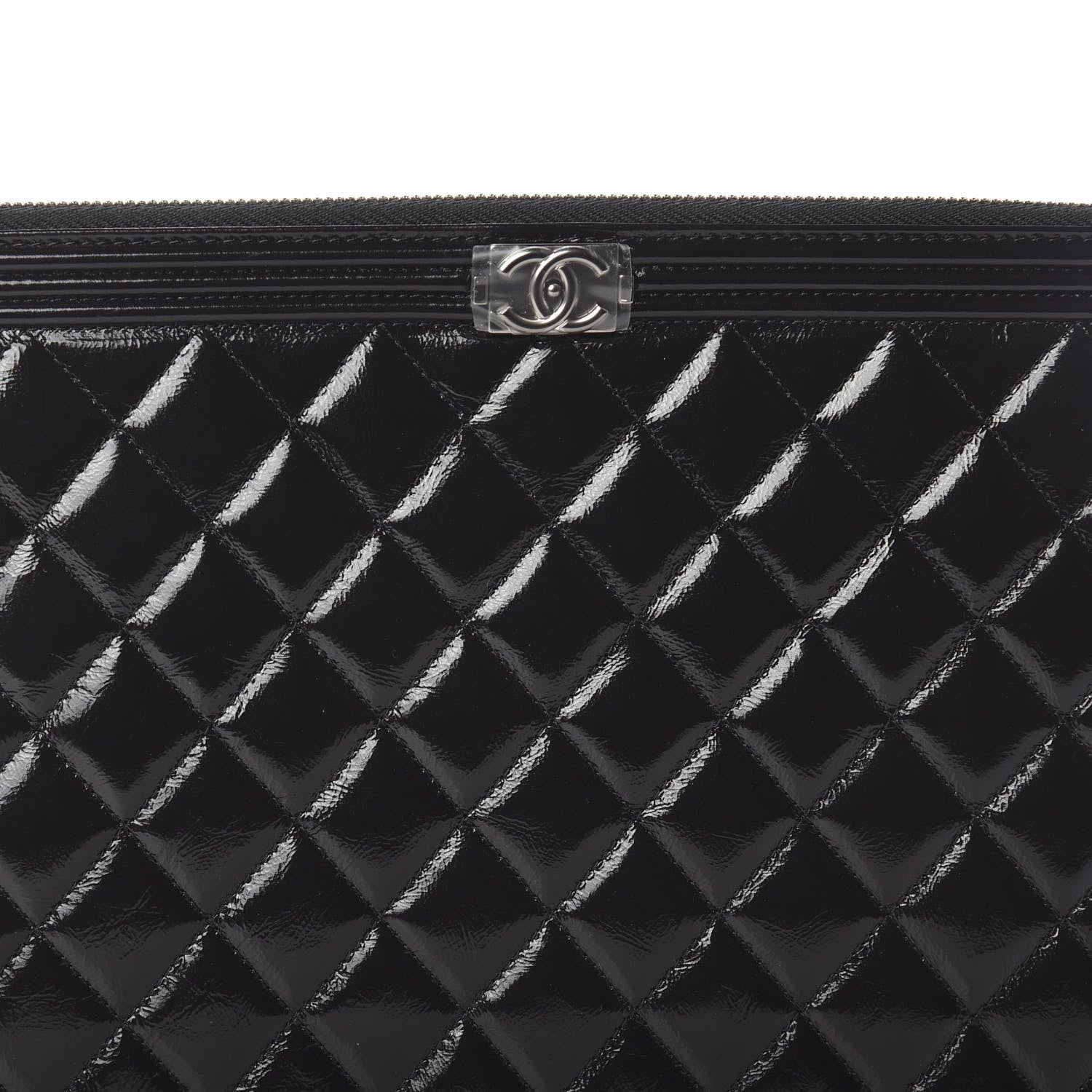 Chanel Patent Calfskin Quilted Medium Boy Cosmetic Case Black 6 of 6