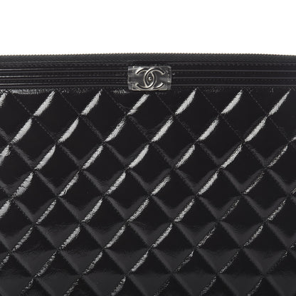 Chanel Patent Calfskin Quilted Medium Boy Cosmetic Case Black 6 of 6
