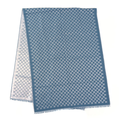 Gucci Cotton Lame GG Monogram Argentavio Fringe Scarf Periwinkle Light Grey 2 of 3