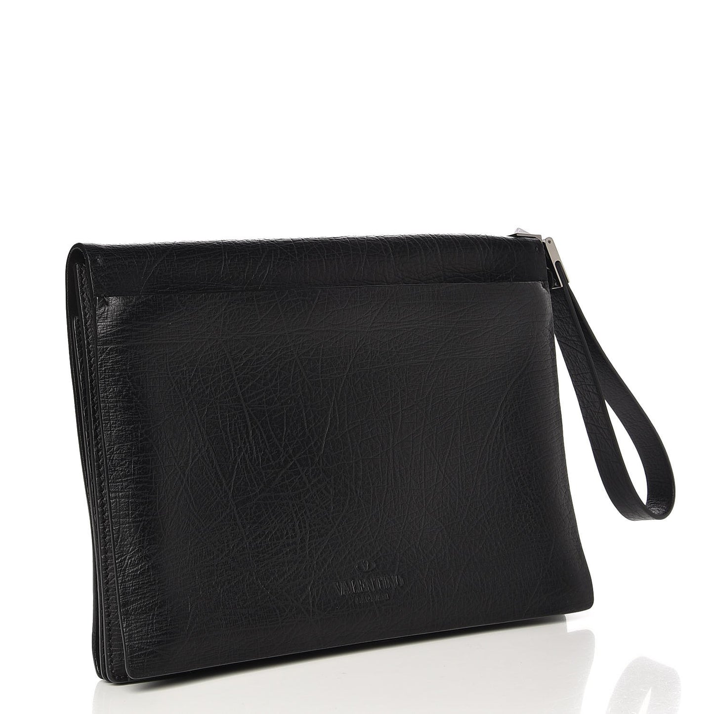 Nappa Rockstud Zip Wristlet Pouch Black
