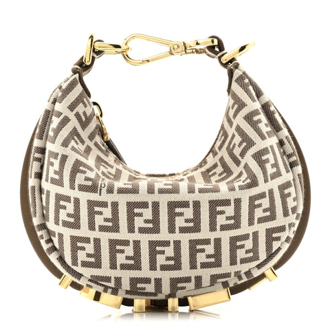 Fabric Jacquard FF 1974 Nano Fendigraphy Hobo Charm Beige