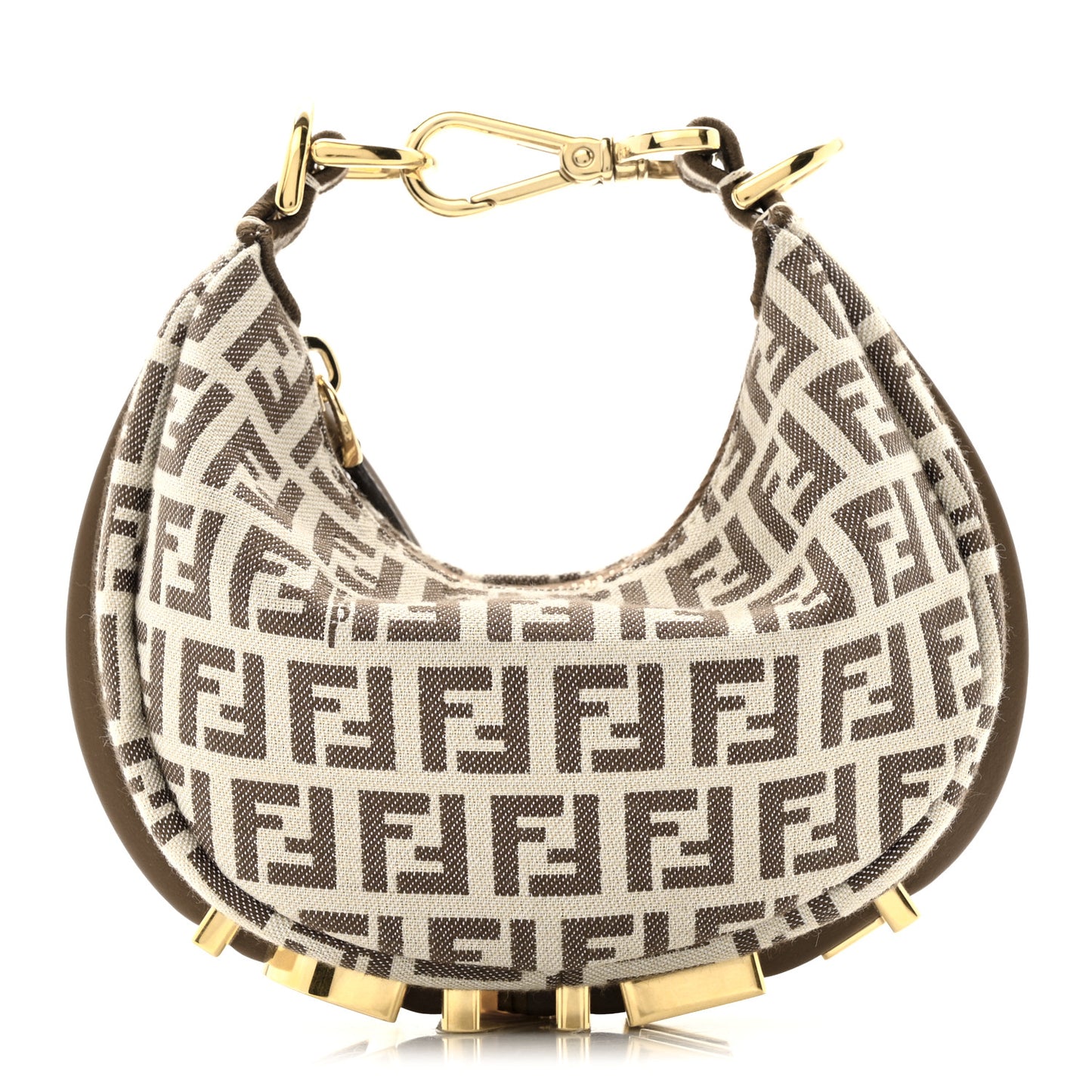 Fabric Jacquard FF 1974 Nano Fendigraphy Hobo Charm Beige