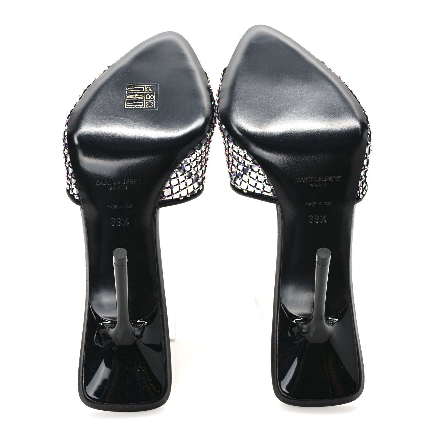 Saint Laurent Mesh Strass Giqua 95 Mule Sandals 39.5 Black 5 of 8