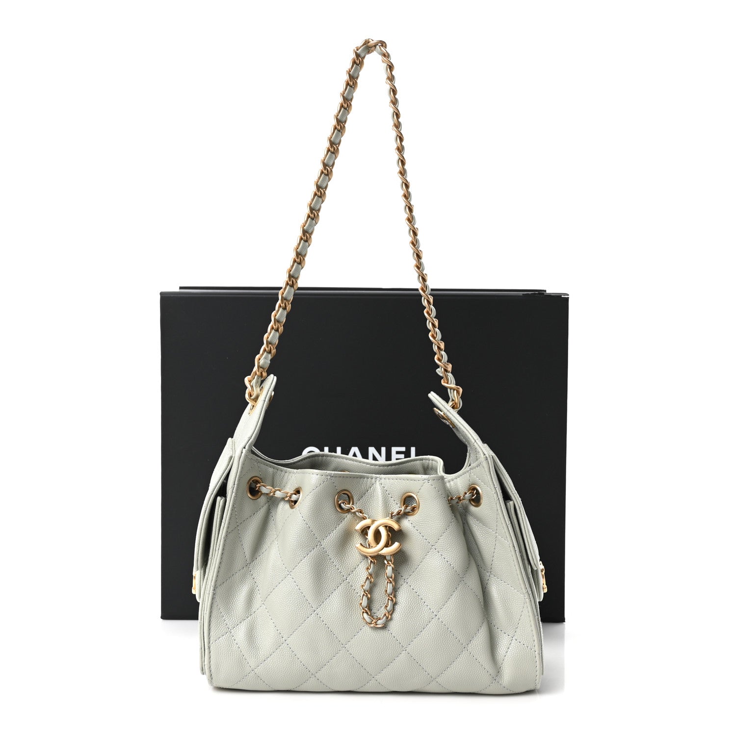 Chanel Caviar Quilted Mini Chanel 25 Handbag Light Green 11 of 11