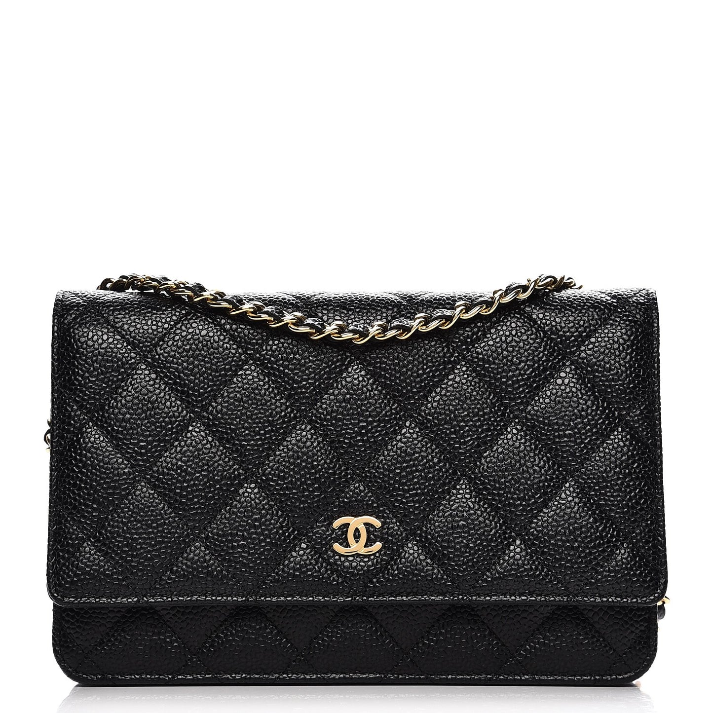 Caviar Quilted Wallet On Chain WOC Black