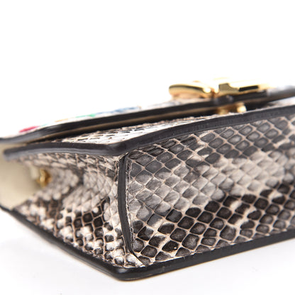 Gucci Snakeskin Floral Embroidered Super Mini Sylvie Chain Shoulder Bag 11 of 13