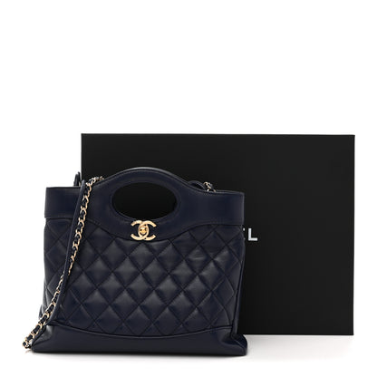 Chanel Shiny Crumpled Calfskin Quilted Mini 31 Shopping Bag Navy Blue 16 of 16