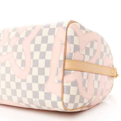 Louis Vuitton Damier Azur Tahitienne Speedy Bandouliere 30 Rose Ballerine 11 of 11