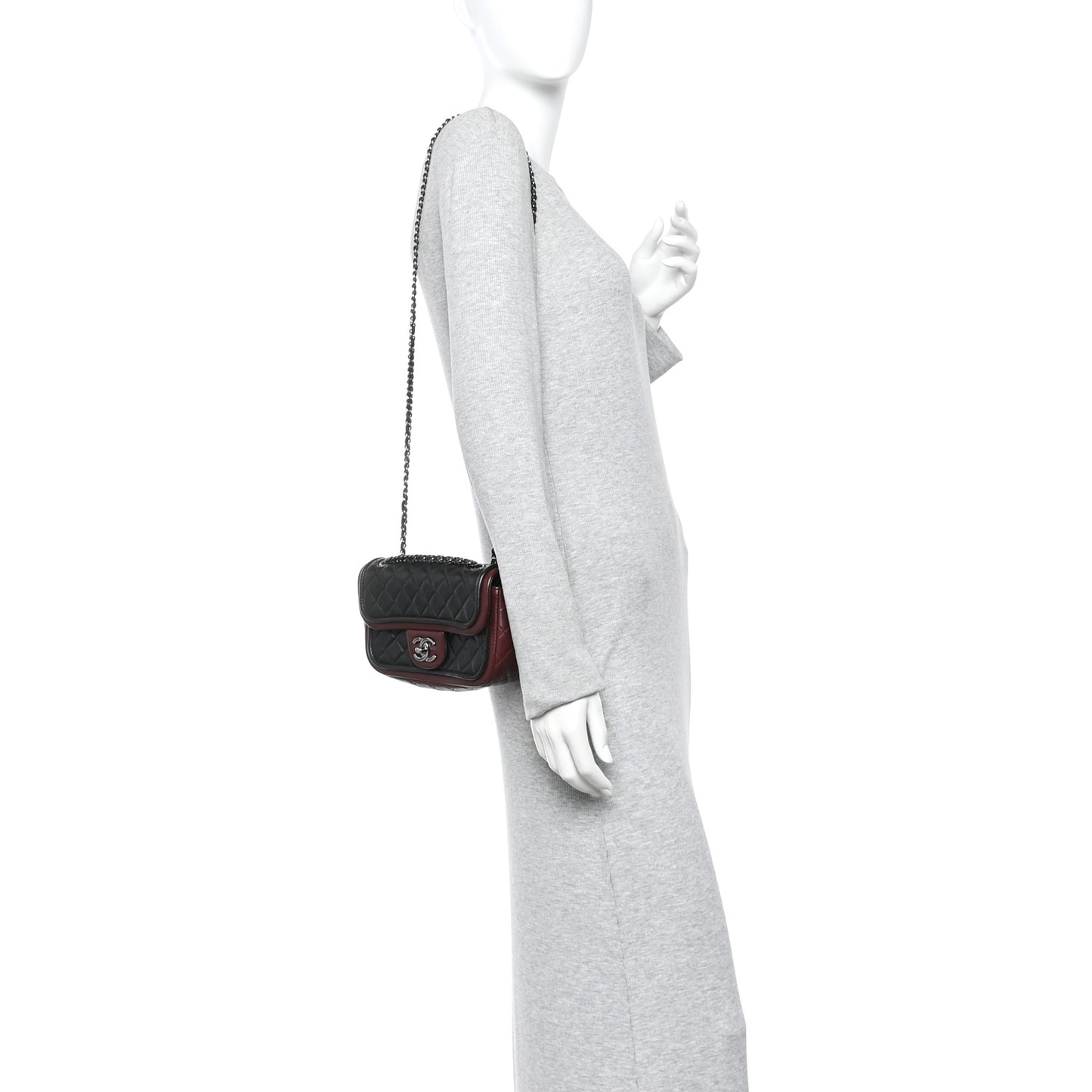 Lambskin Classic Twist Mini Rectangular Flap Black Burgundy