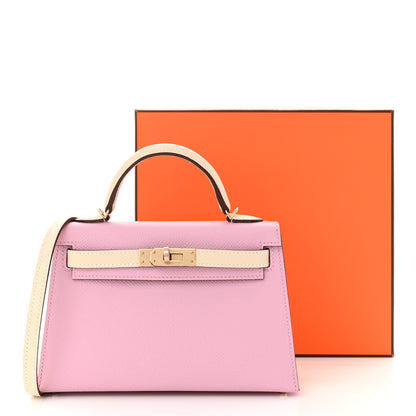 Hermes Epsom Horseshoe Mini Kelly Sellier 20 Mauve Sylvestre Craie 11 of 11