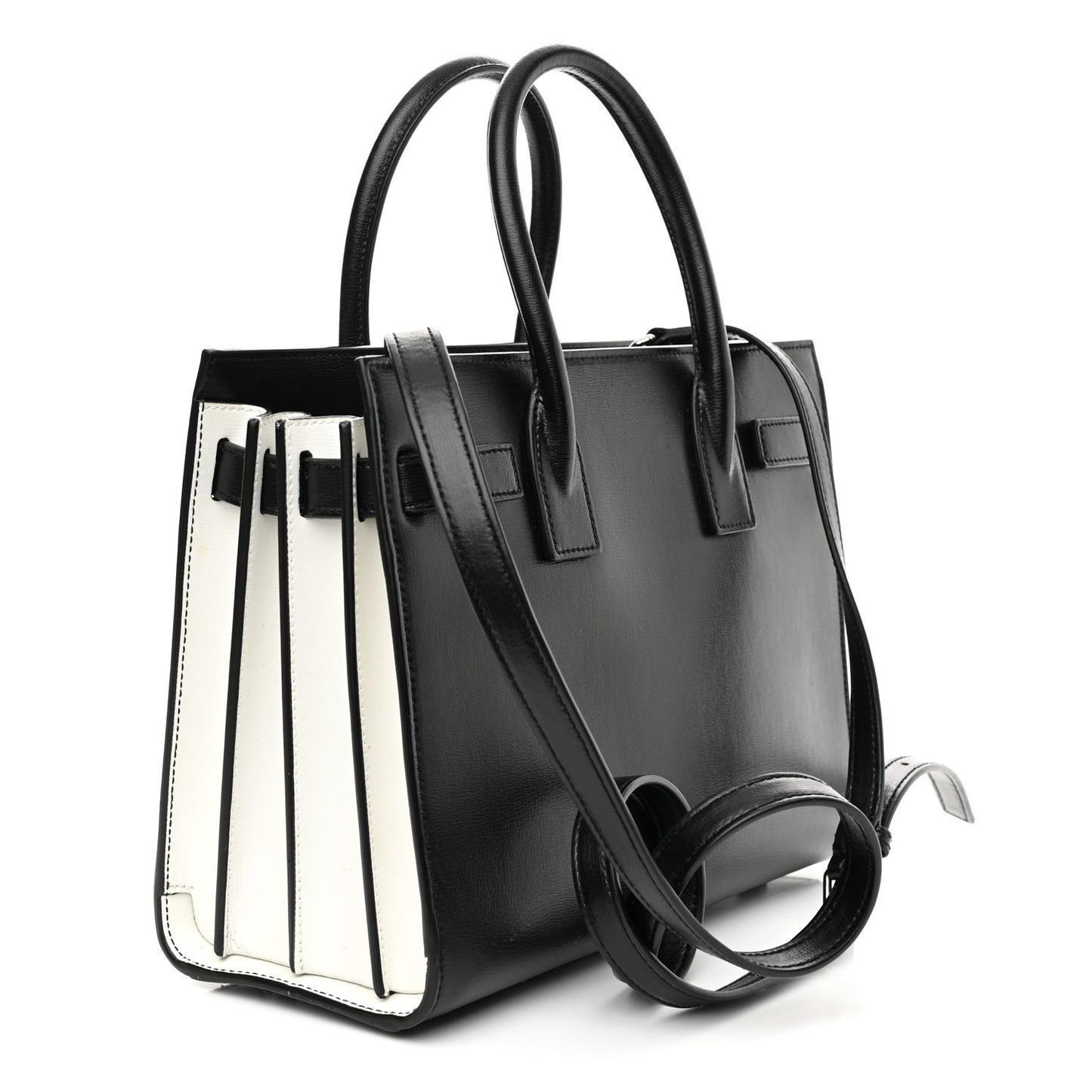 Calfskin Small Sac De Jour Black White