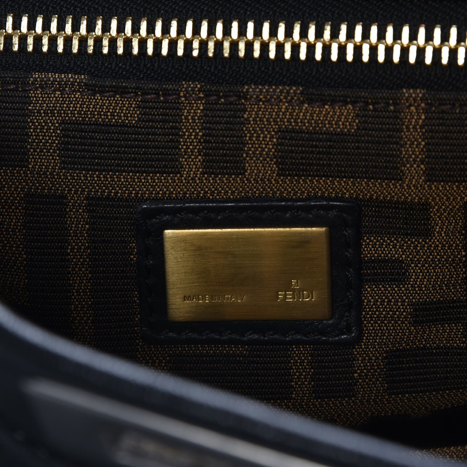 Fendi Goatskin Zucca Large Peekaboo Iconic Satchel Black Tobacco 7 of 9