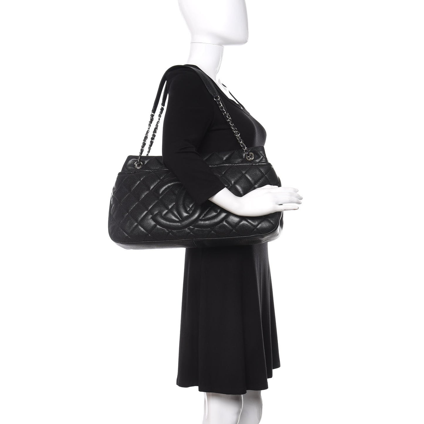 Caviar Quilted Timeless CC Soft Tote Black