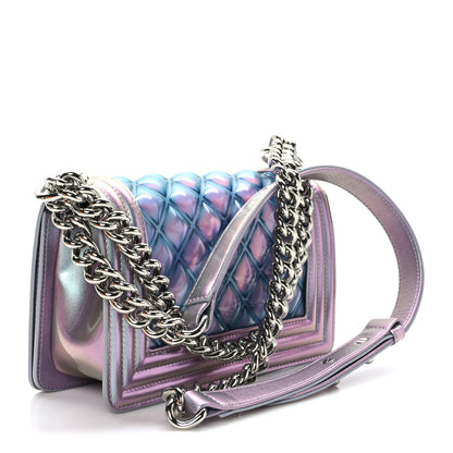 Chanel Iridescent Patent Calfskin PVC Quilted Small Boy Flap Light Purple 3 of 9