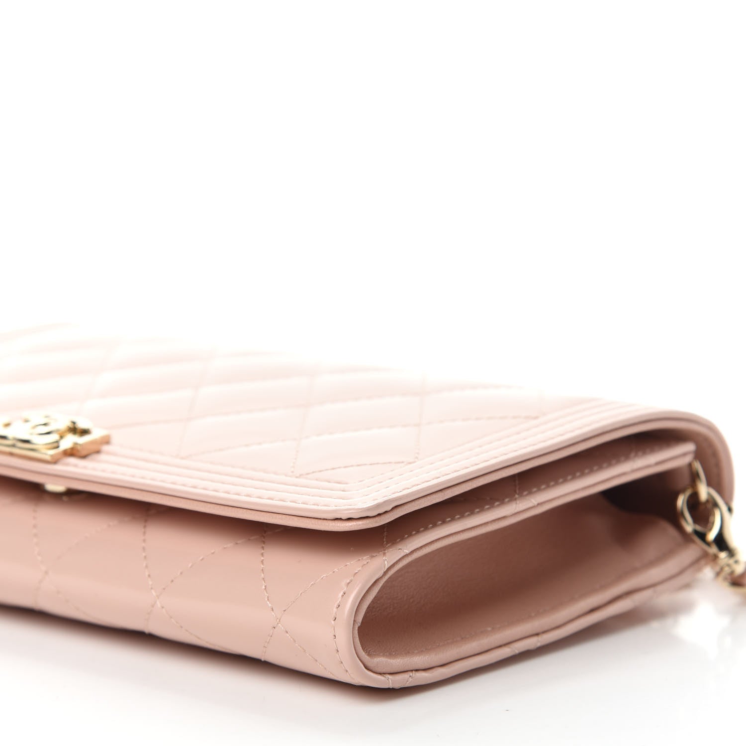 Chanel Iridescent Calfskin Quilted Boy Wallet on Removable Chain Light Pink 8 of 14