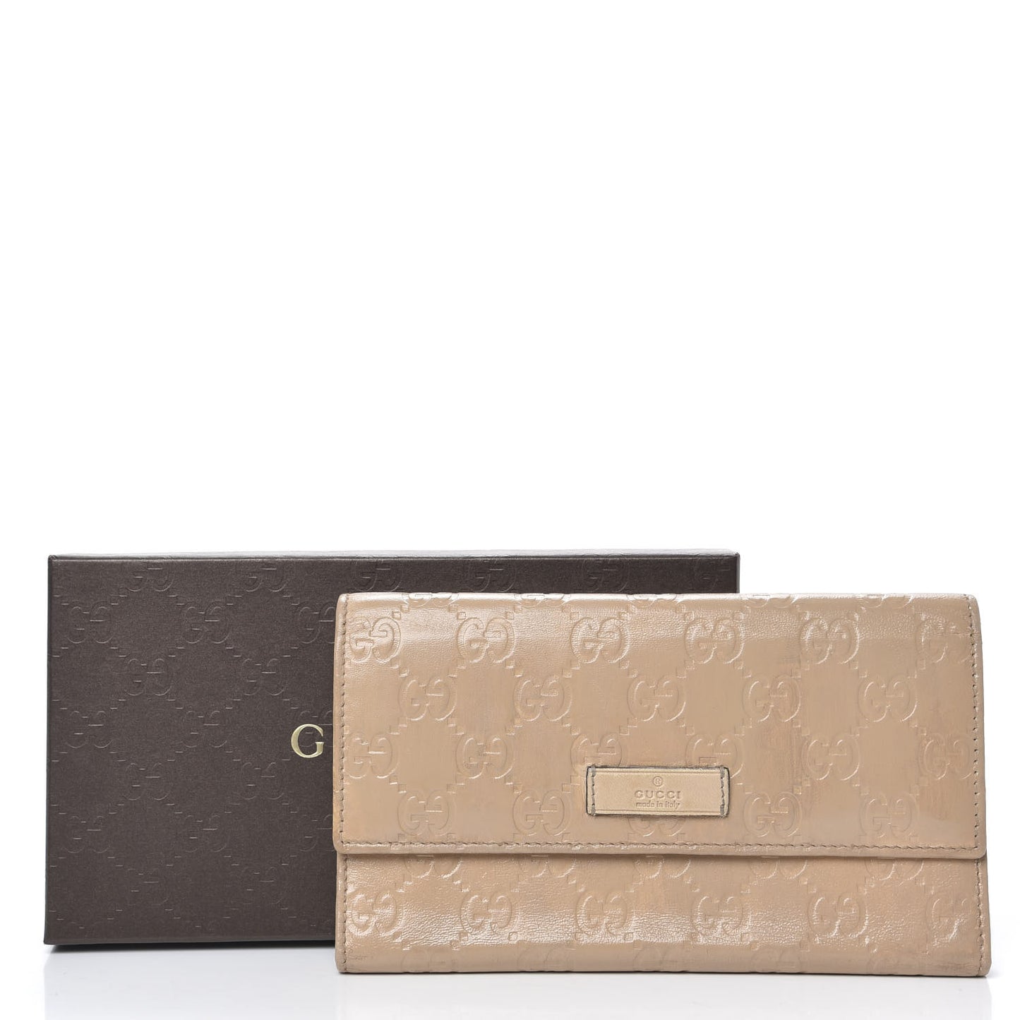 Patent Guccissima Joy Continental Snap Oranizer Wallet Beige