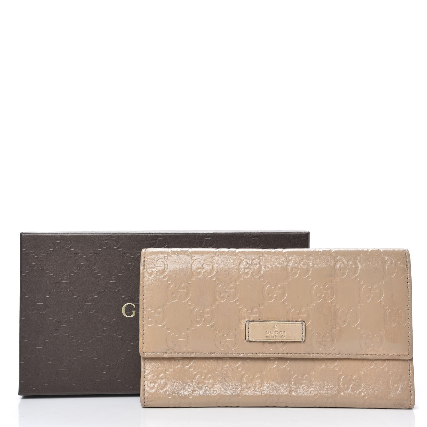 Gucci Patent Guccissima Joy Continental Snap Oranizer Wallet Beige 13 of 13